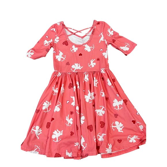 DotDotSmile DDS Girls Pink Cupid Heart Print Dress Size 7 - Picture 2 of 5